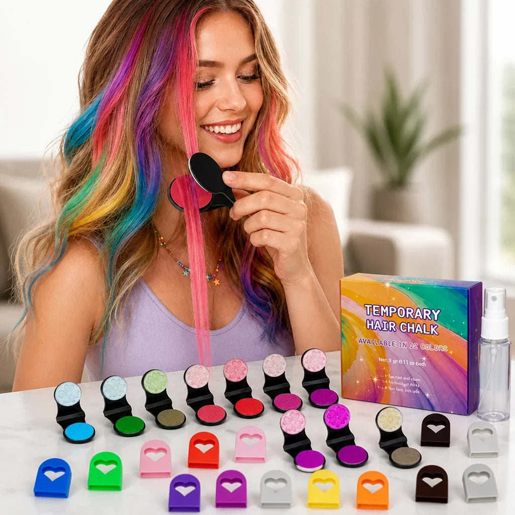 HueStreak™ 12-Color Hair Chalk Set — Instant Bold Color