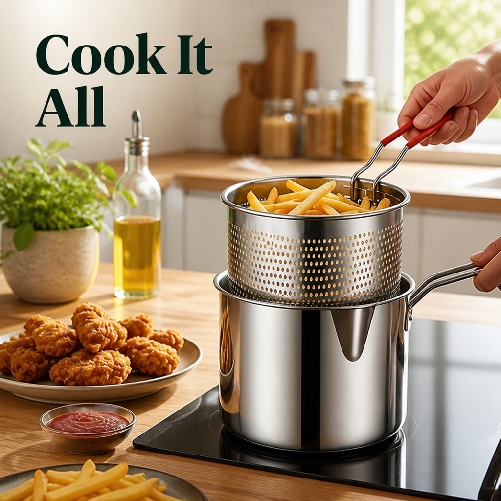 CrispCook™ — Deep Frying Basket with Handle