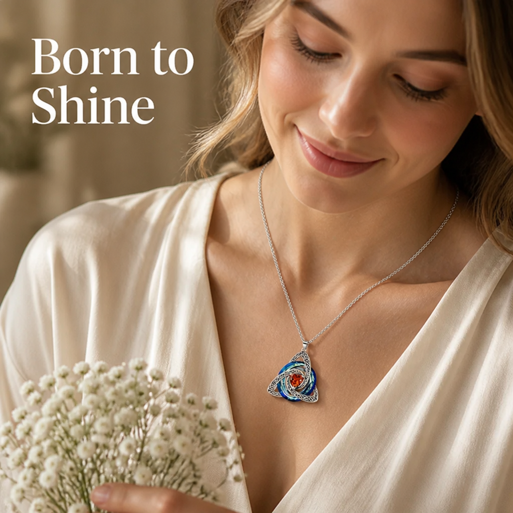 TrinityGlow™ — Celtic Knot Crystal Pendant