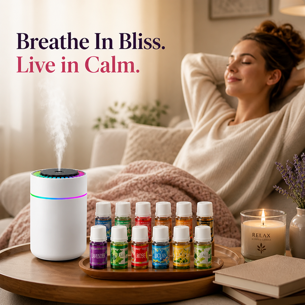 AromaHaven™ Aroma Diffuser & 12 Essential Oils Set — Calm at Home