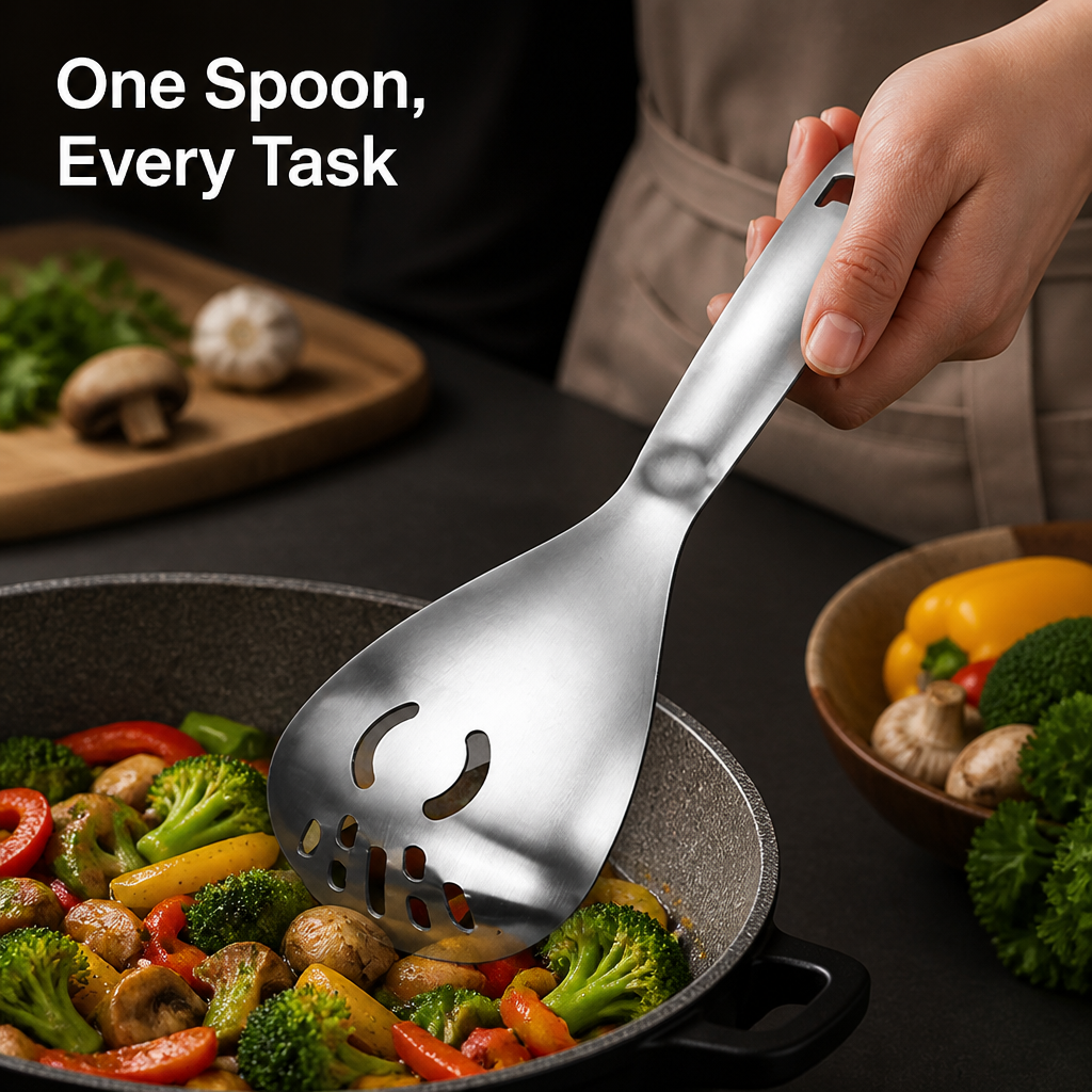 CookMate™ — 3-in-1 Stainless Steel Cooking Spoon
