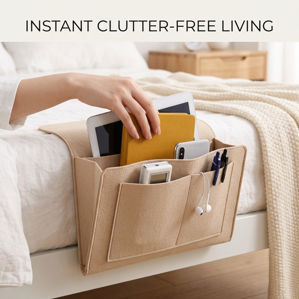 BedCaddy™ — Convenient Bedside Organizer