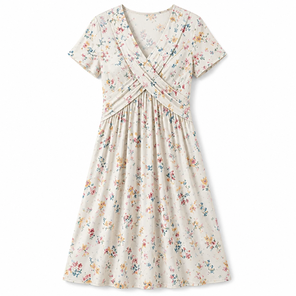 FloraBelle™ — Elegant Floral Print Midi Dress