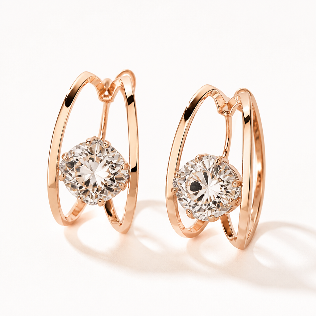 Glintelle™ — Timeless Crystal Hoop Earrings