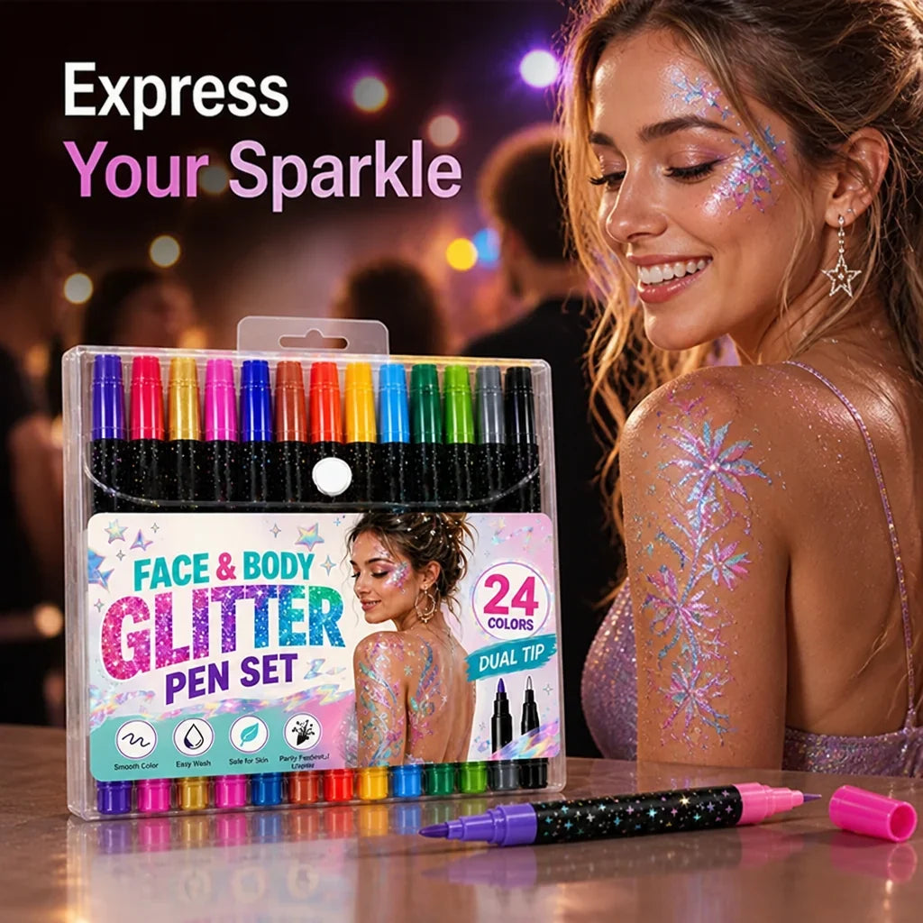 ShimmerDuo™ 24-Color Glitter Marker Set — Sparkling Looks