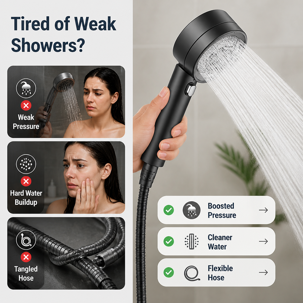 AquaSpa™ 4-Mode High-Pressure Shower Head — Spa Showers at Home
