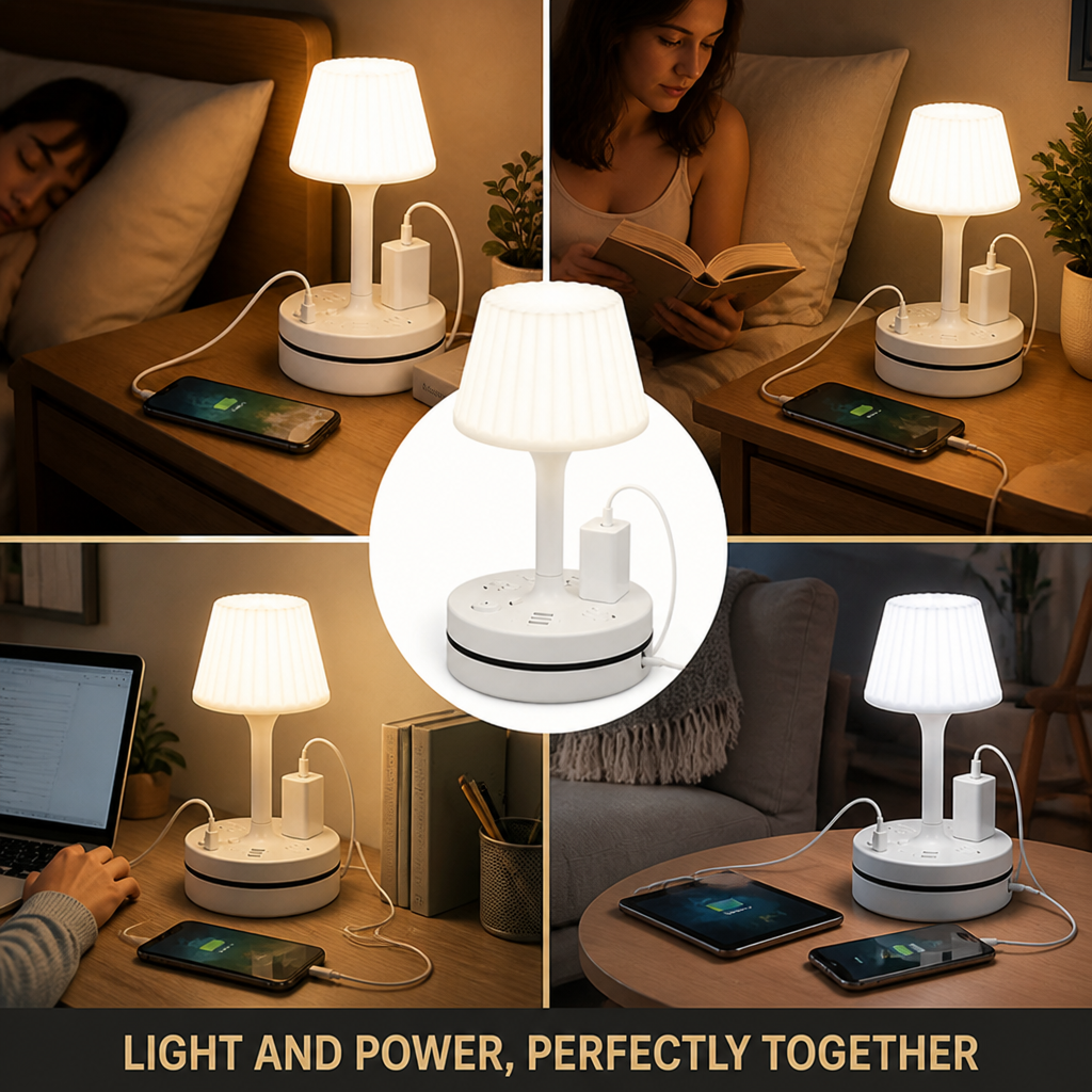 GlowDock™ — Bedside Lamp with Phone Charging
