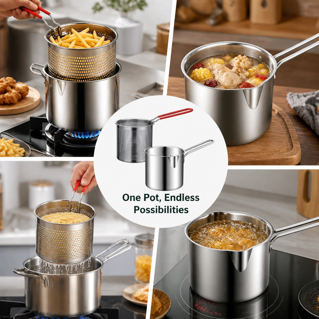 CrispCook™ — Deep Frying Basket with Handle