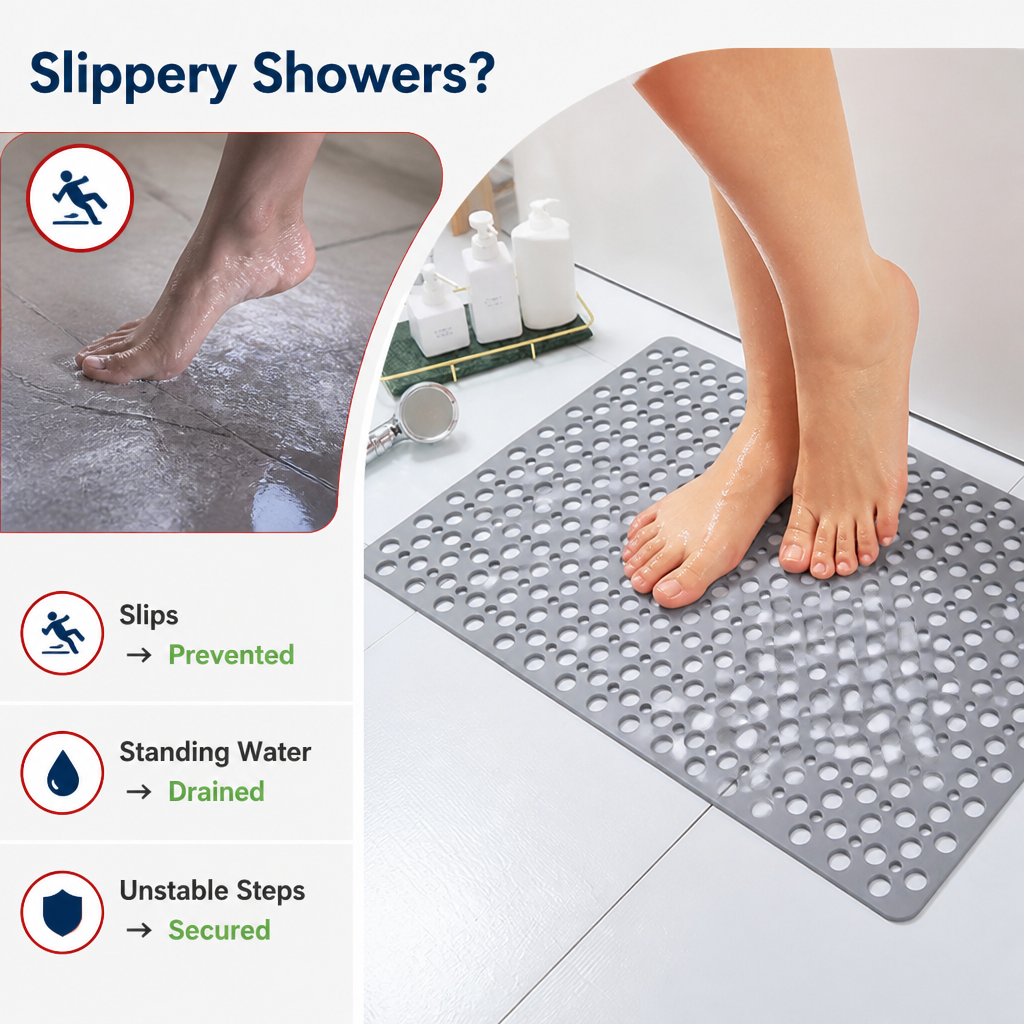 GripMat™ — Non-Slip Shower Floor Mat