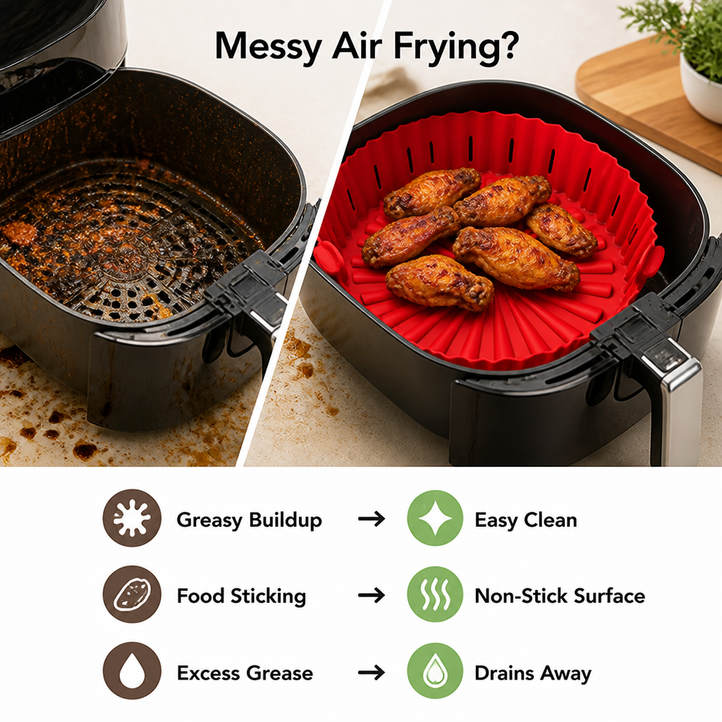 Crispella™ — Silicone Air Fryer Basket Liners