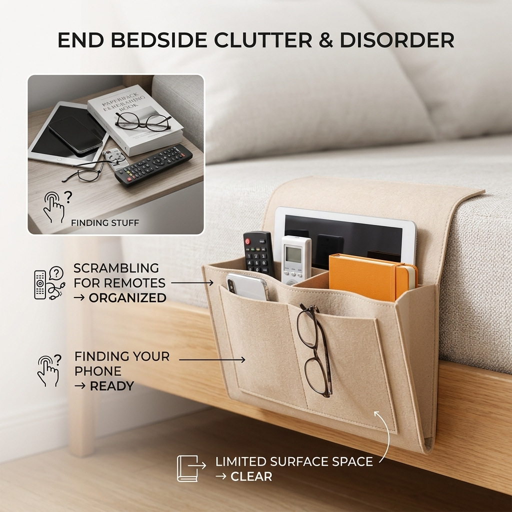 BedCaddy™ — Convenient Bedside Organizer