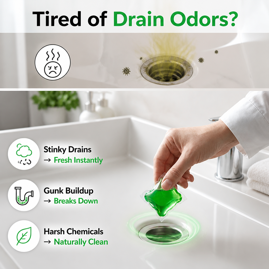 DrainFresh™ — Long-Lasting Drain Odor Blocker