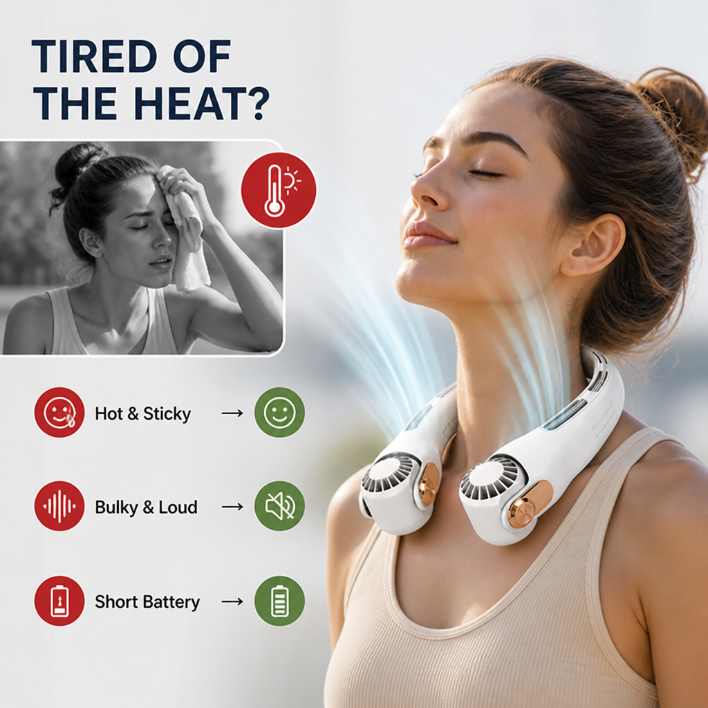 CoolLoop™ 360° Rotating Neck Fan — Hands-Free Cooling