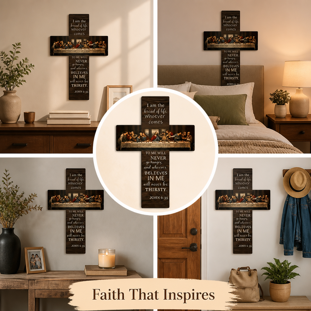 GraceHaven™ Last Supper Wooden Cross Wall Art — Faith at Home