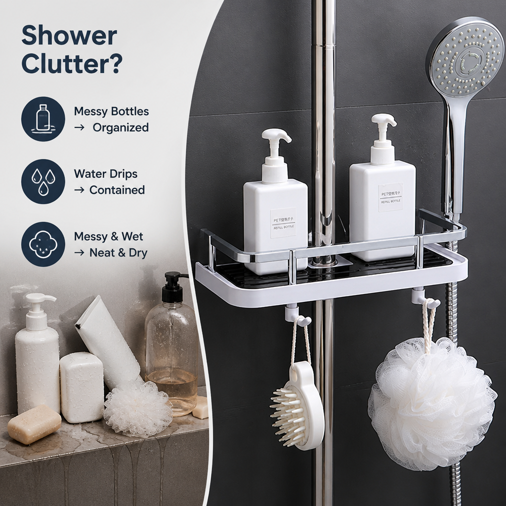 AquaRack™ — Adjustable Shower Storage Shelf