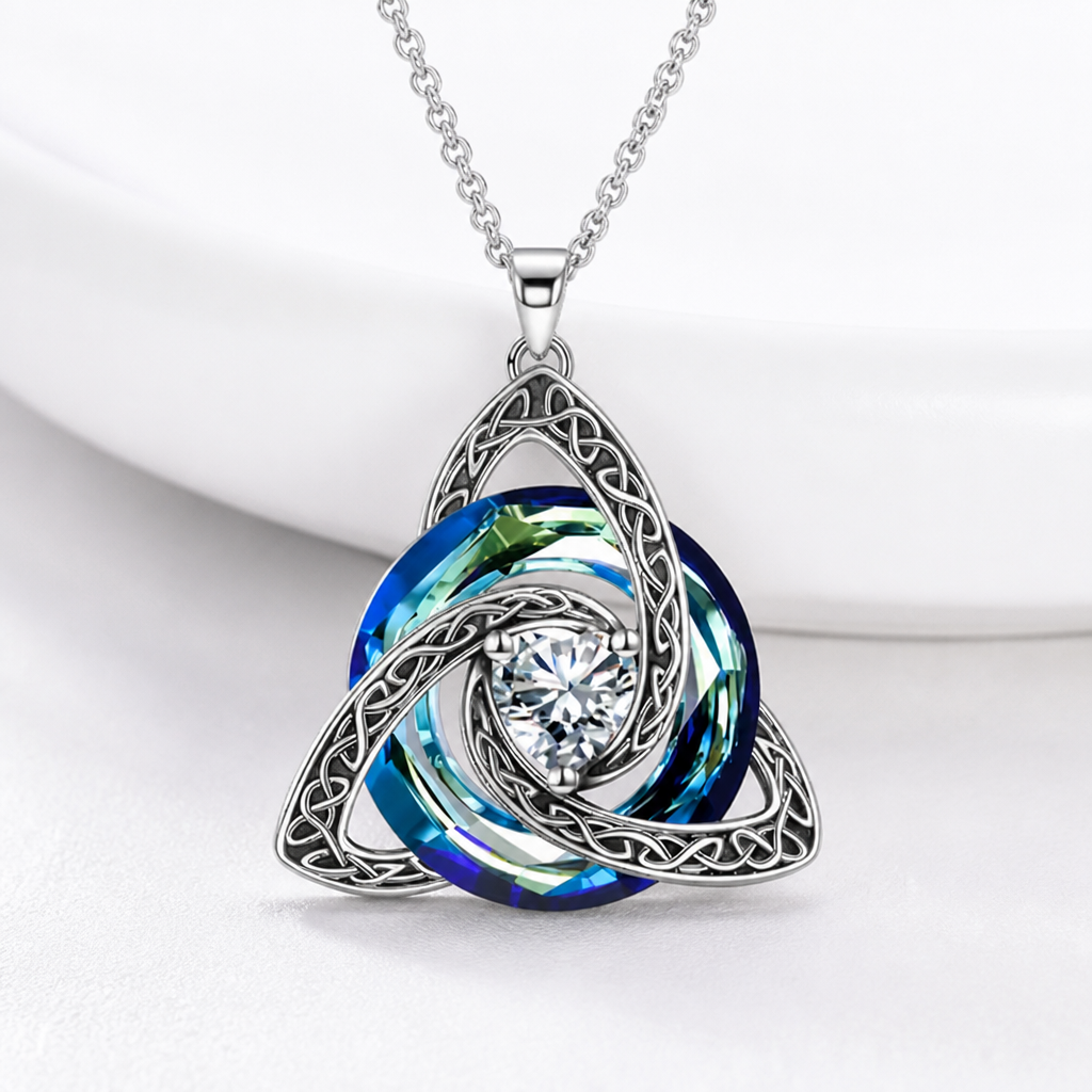 TrinityGlow™ — Celtic Knot Crystal Pendant