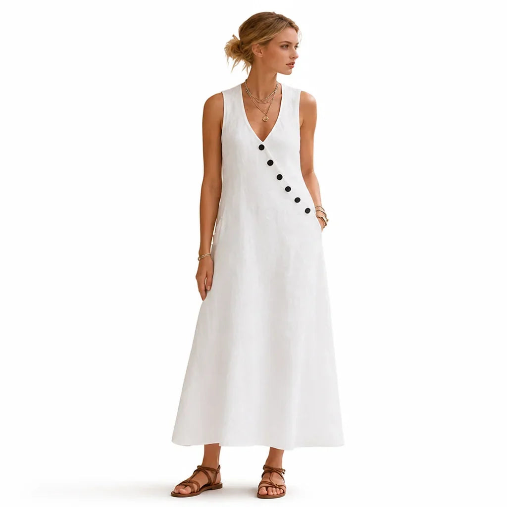 GraceDrape™ — Relaxed Long Linen Maxi Dress