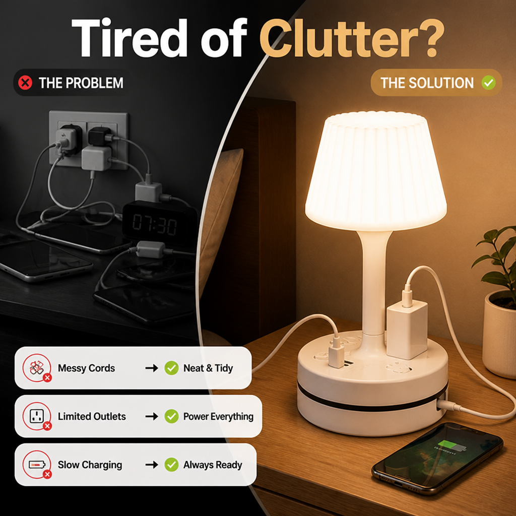 GlowDock™ — Bedside Lamp with Phone Charging