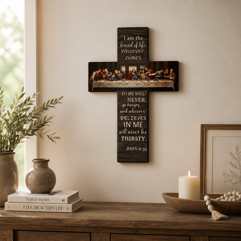 GraceHaven™ Last Supper Wooden Cross Wall Art — Faith at Home