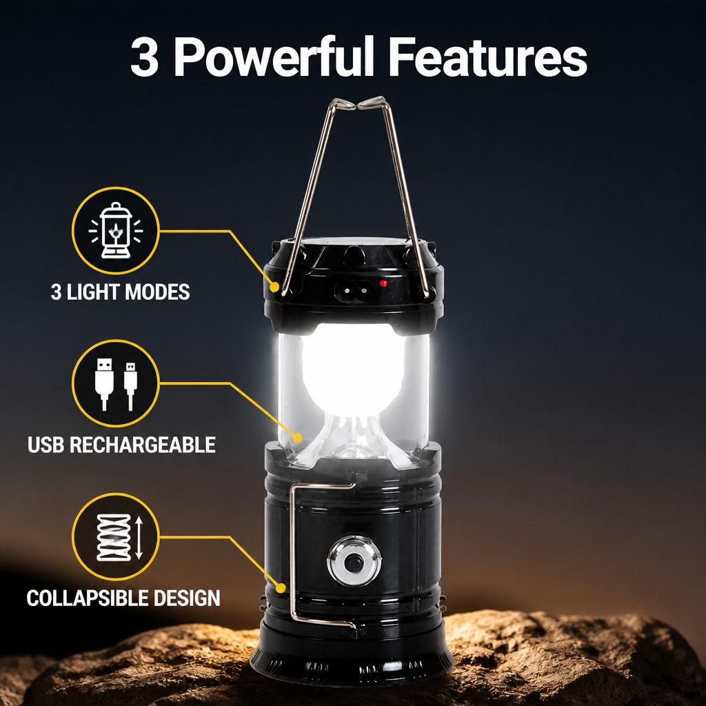AdventureGlow™ — Compact Emergency & Camping Lantern