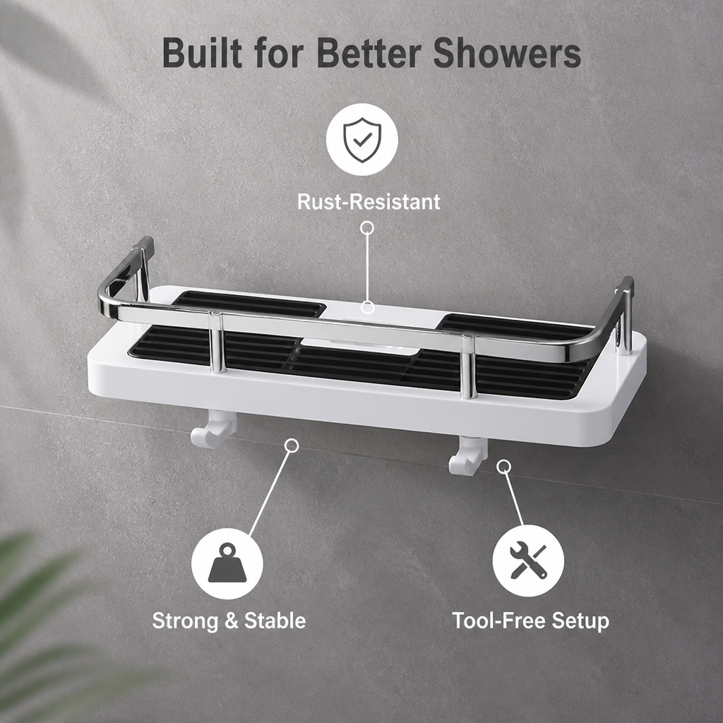 AquaRack™ — Adjustable Shower Storage Shelf