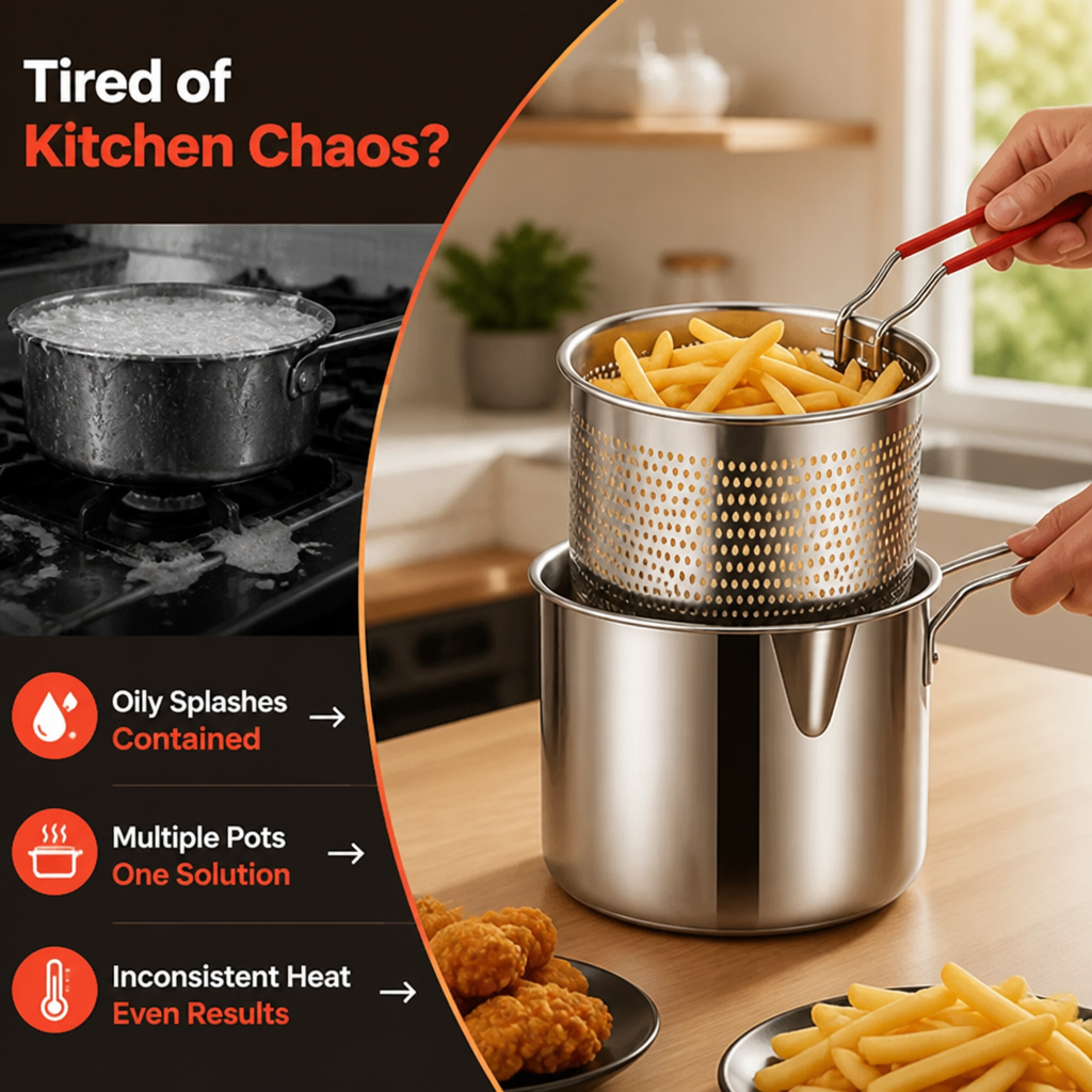CrispCook™ — Deep Frying Basket with Handle