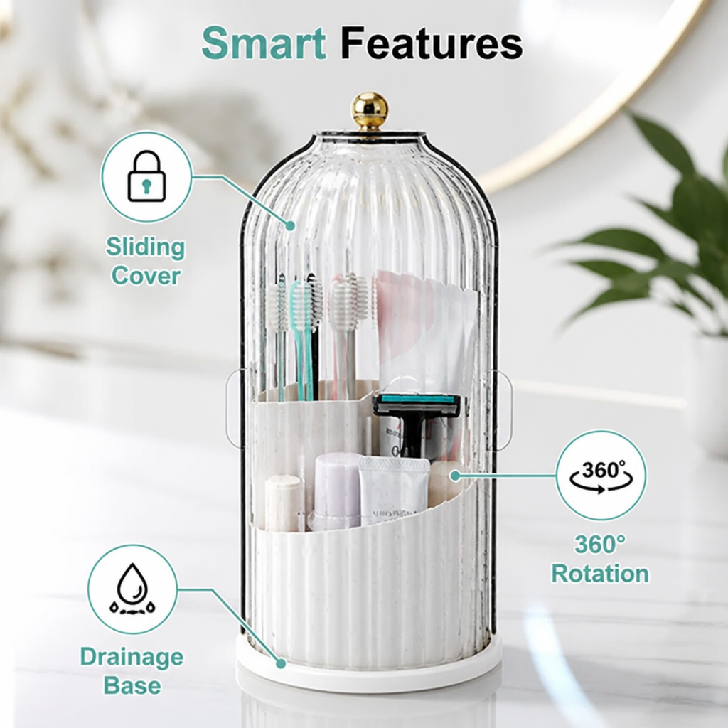 MakeupNest™ — Portable Cosmetic Brush Storage Container