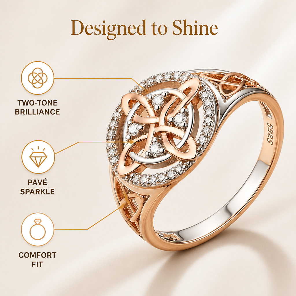 Amorelle™ Two-Tone Knot Ring — Timeless Sparkle