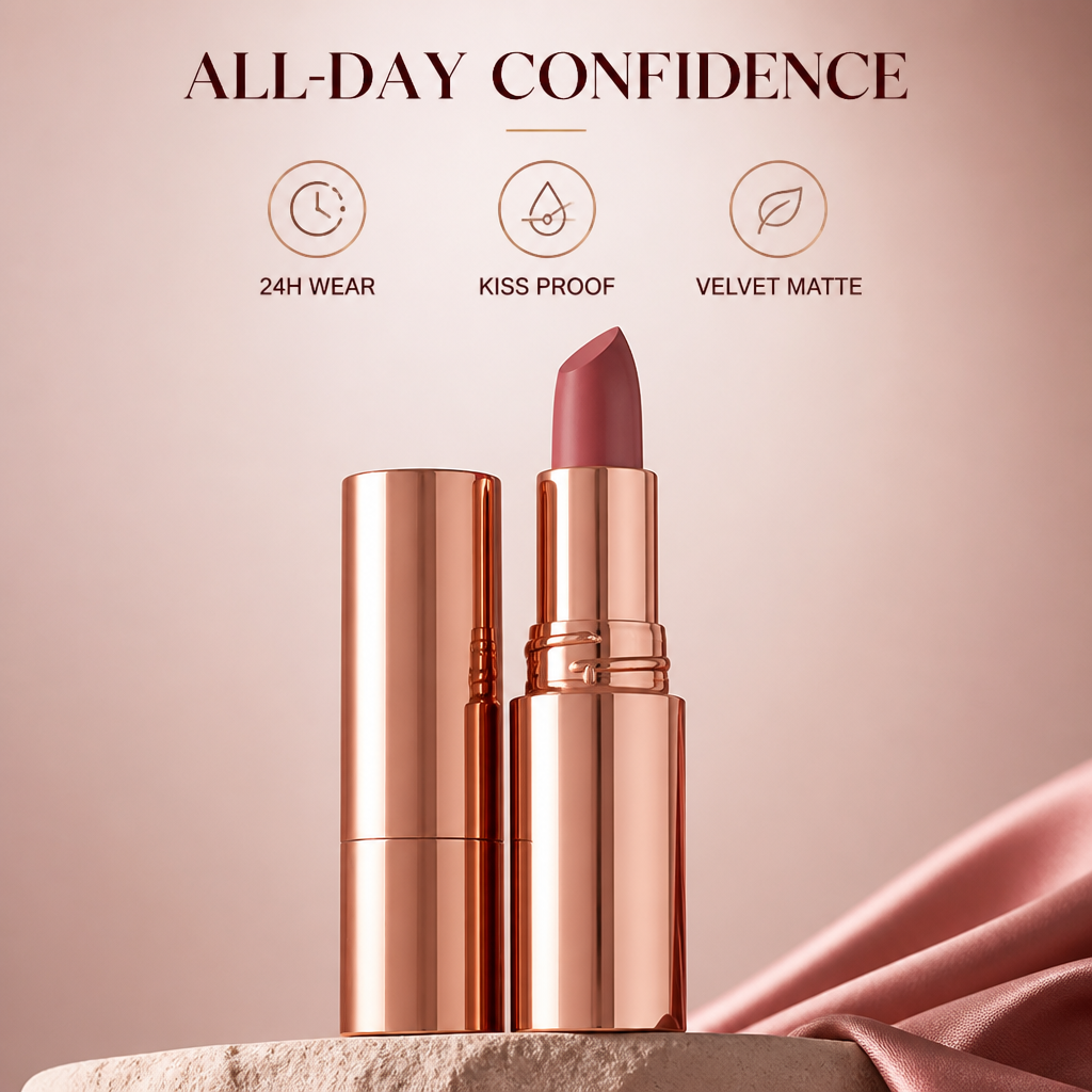 LuxeMatte™ Long-Lasting Matte Lipstick — All-Day Color