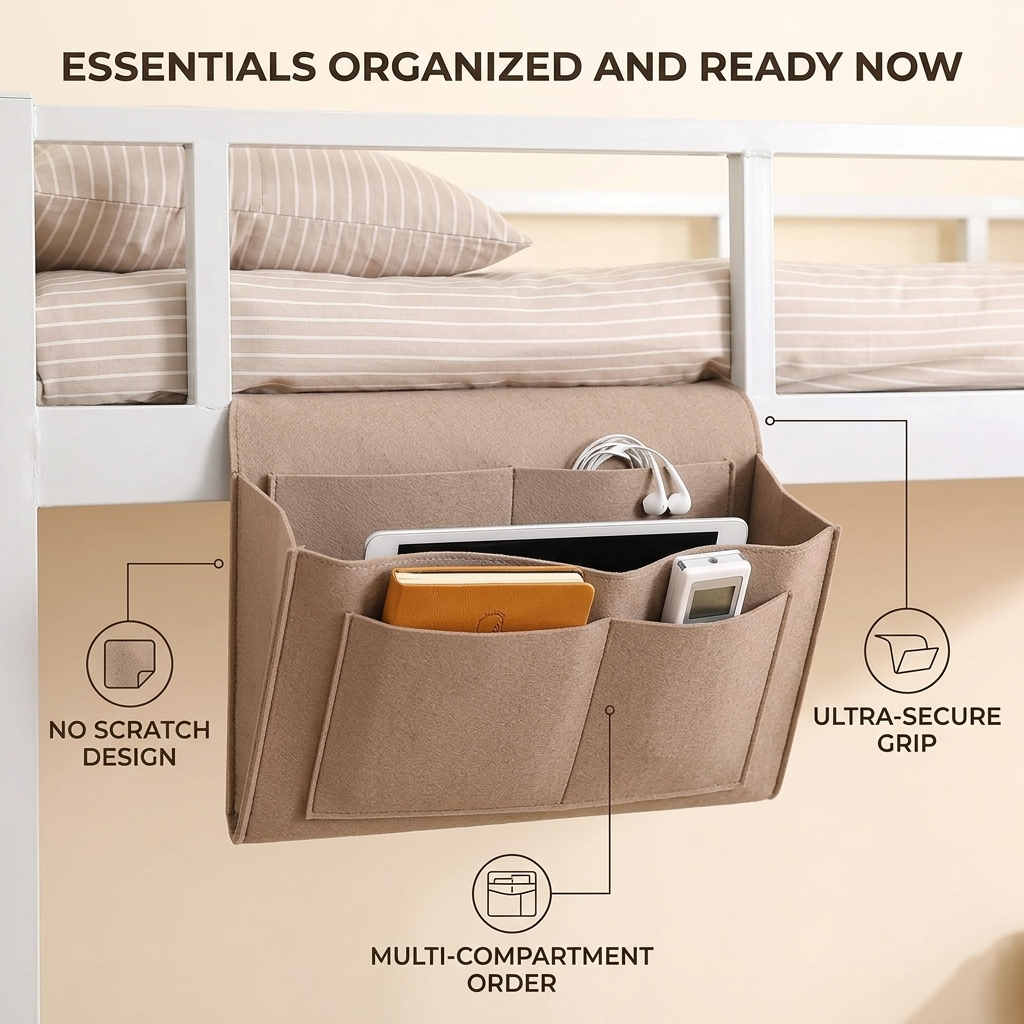 BedCaddy™ — Convenient Bedside Organizer