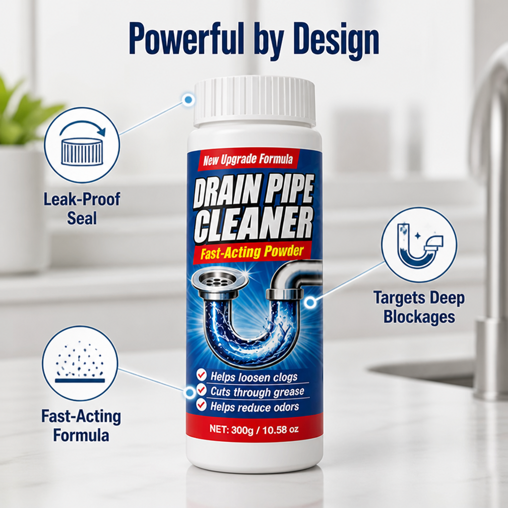 DrainBlast™ — Powerful Clog-Busting Cleaner for Fast, Clear Drains