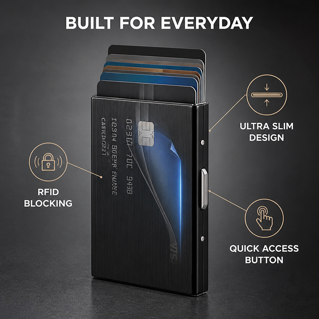 SlimVault™ — Ultra-Thin RFID Card Wallet