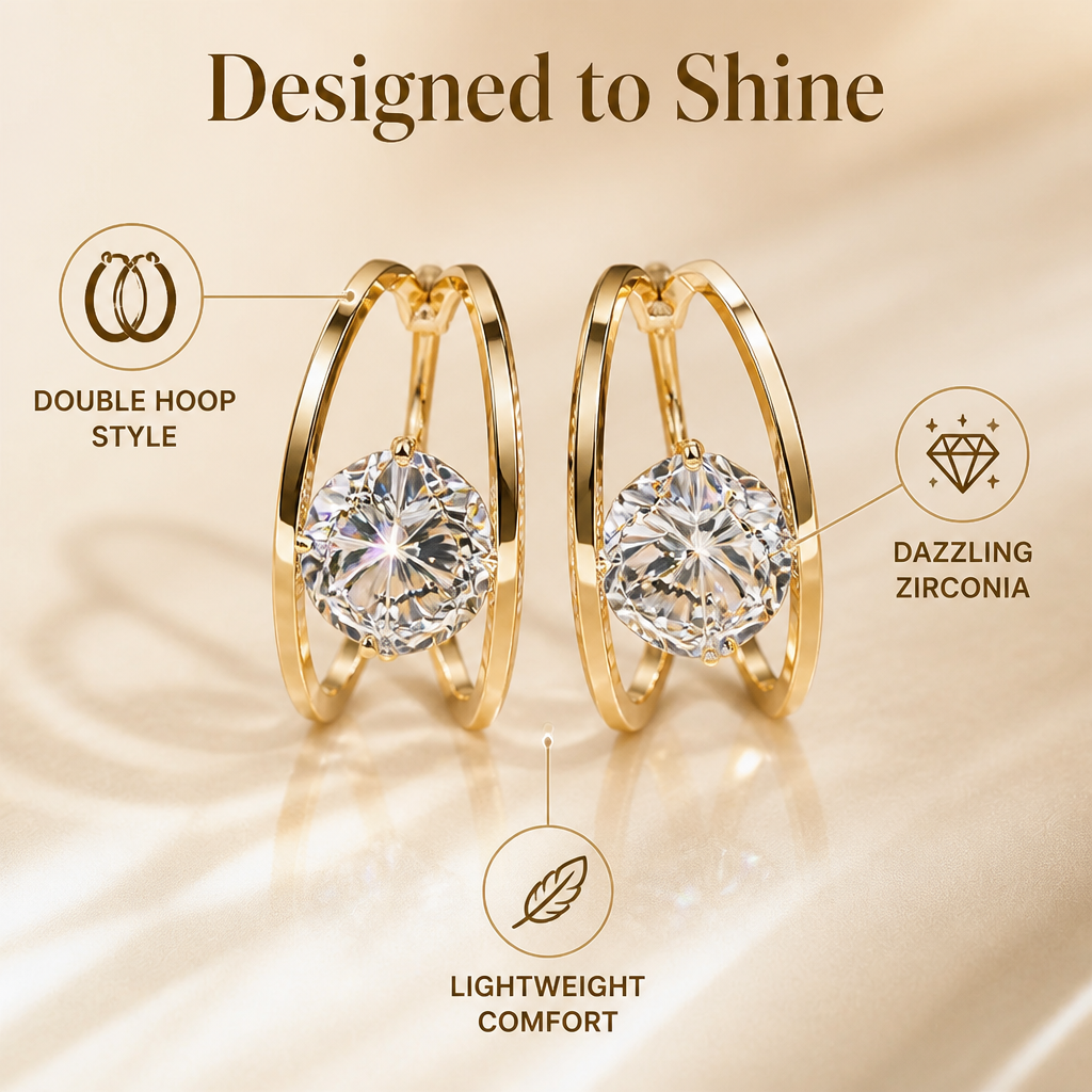 Glintelle™ — Timeless Crystal Hoop Earrings