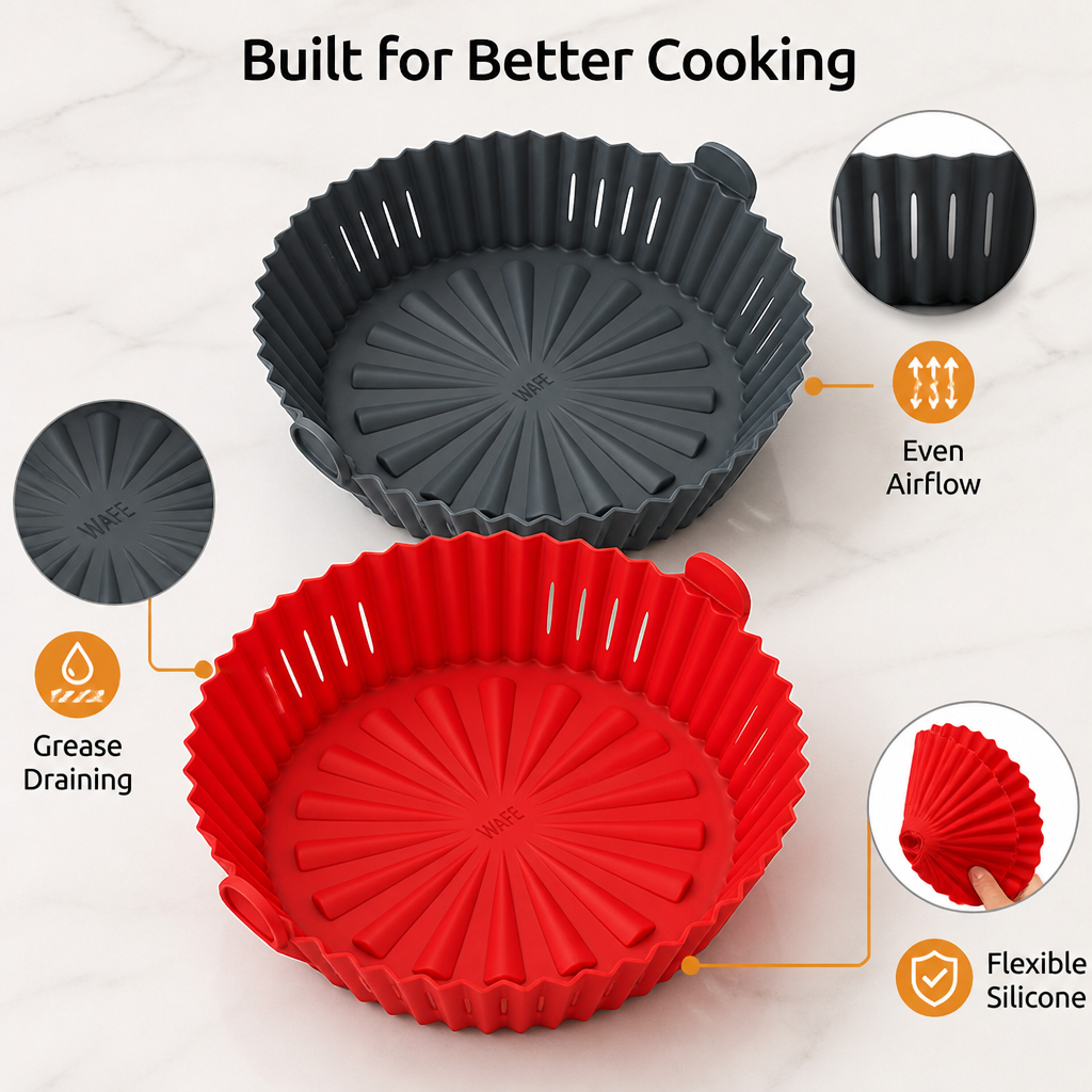 Crispella™ — Silicone Air Fryer Basket Liners