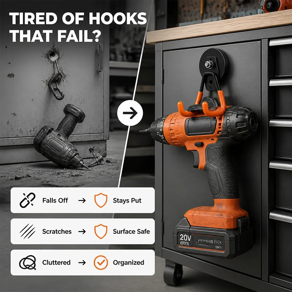 GripHook™ — Heavy-Duty Wall-Mount Utility Hook