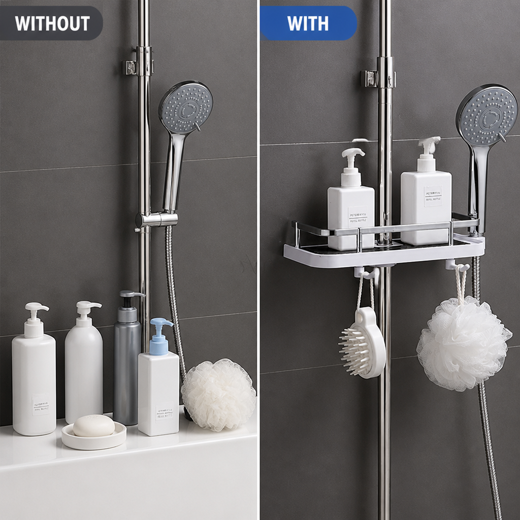 AquaRack™ — Adjustable Shower Storage Shelf