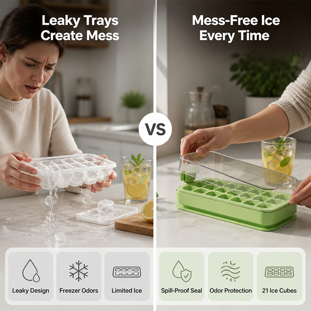 IcePop™ Press-Type Ice Cube Tray — Mess-Free Ice
