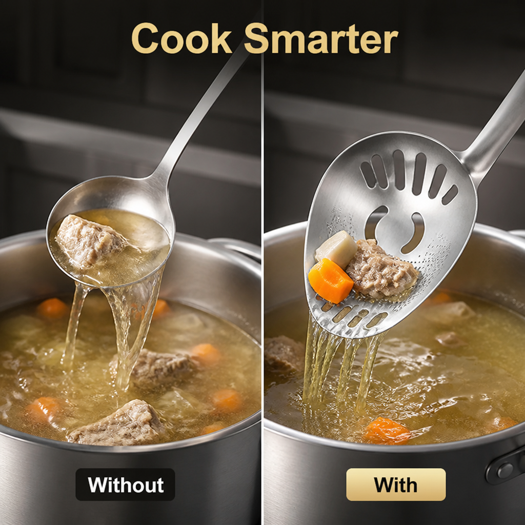 CookMate™ — 3-in-1 Stainless Steel Cooking Spoon