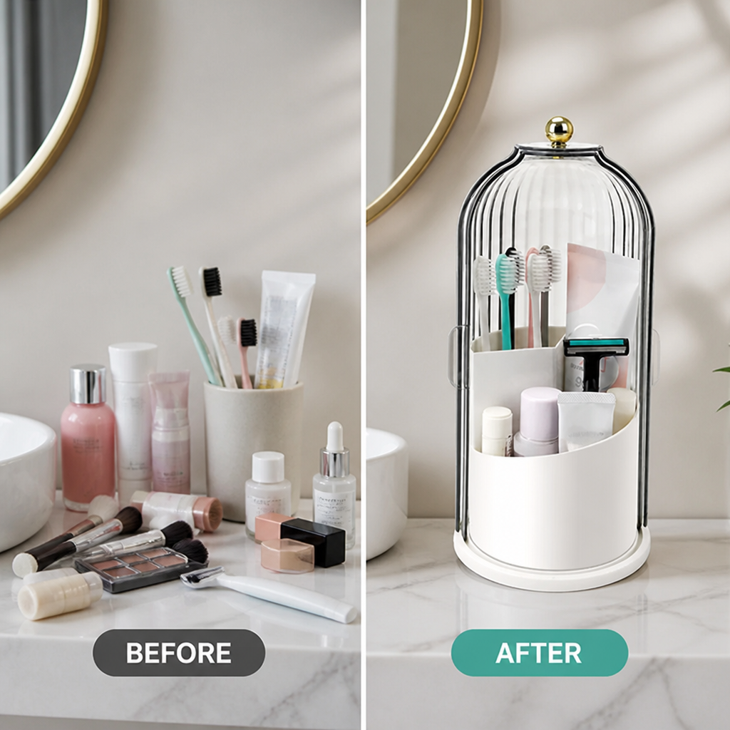 MakeupNest™ — Portable Cosmetic Brush Storage Container