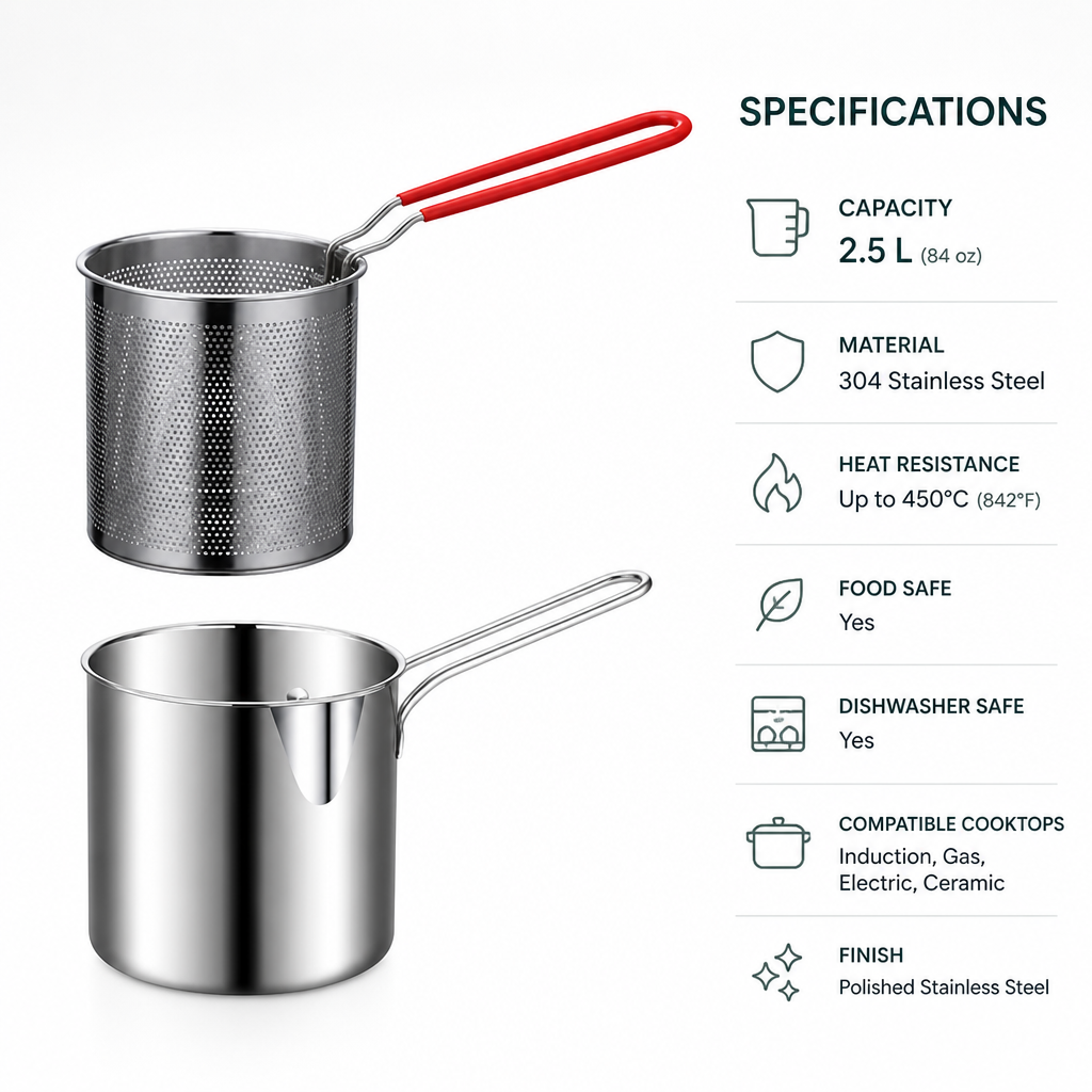CrispCook™ — Deep Frying Basket with Handle