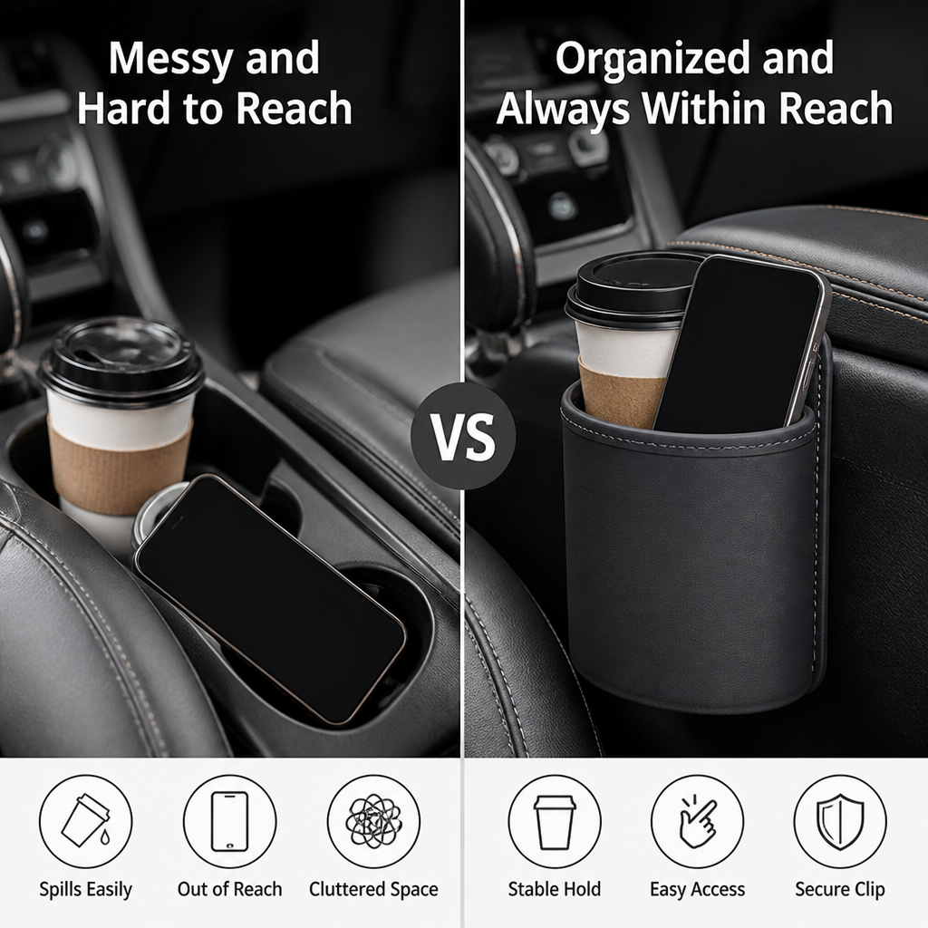 SeatCaddy™ Car Seat Gap Organizer — Drinks & Phone Within Reach