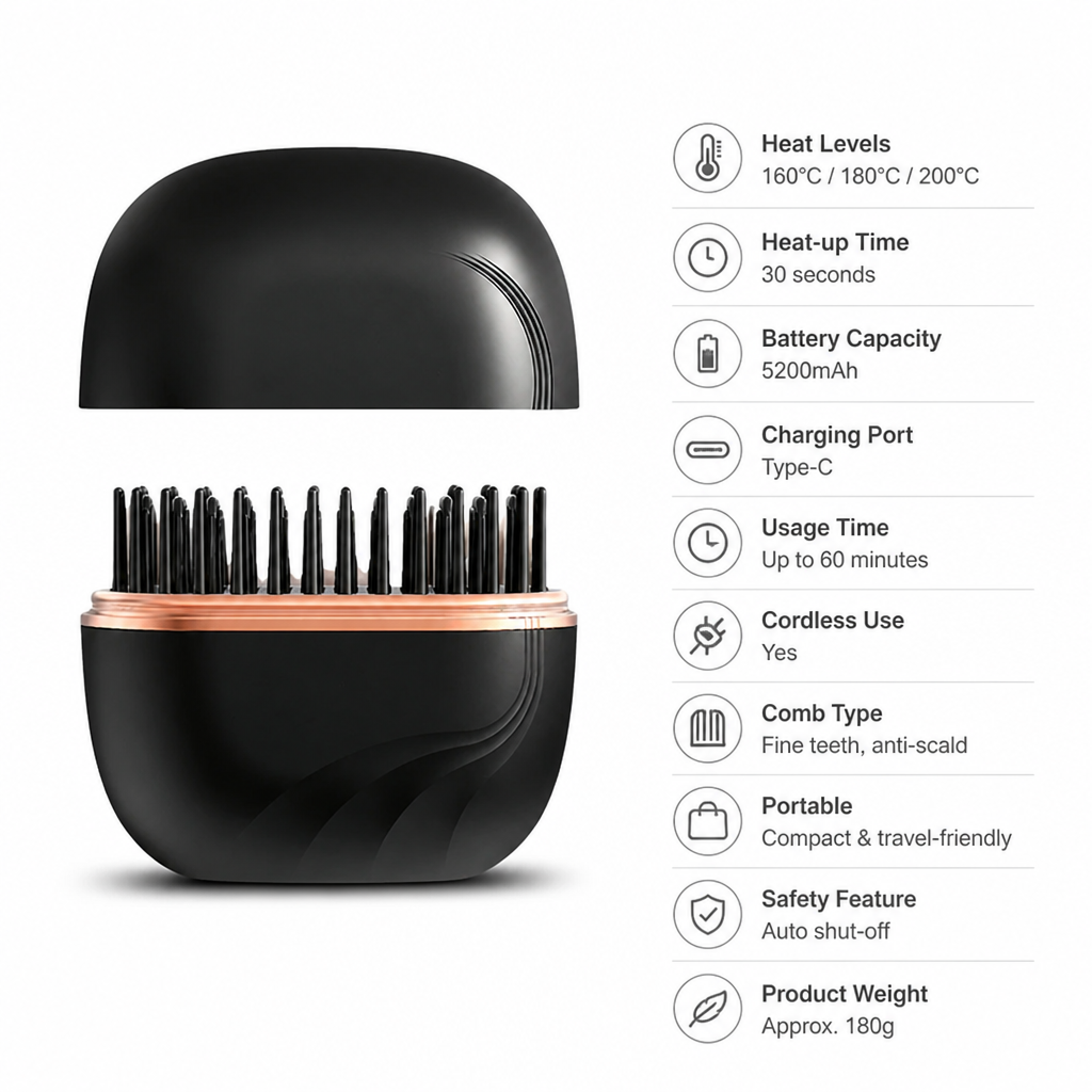 SleekAura™ Cordless Hair Straightening Comb — Smooth Hair On the Go
