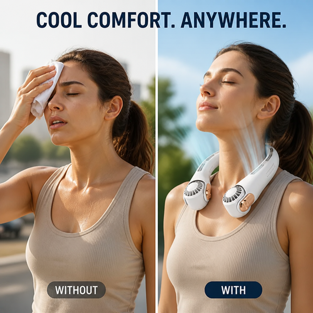 CoolLoop™ 360° Rotating Neck Fan — Hands-Free Cooling