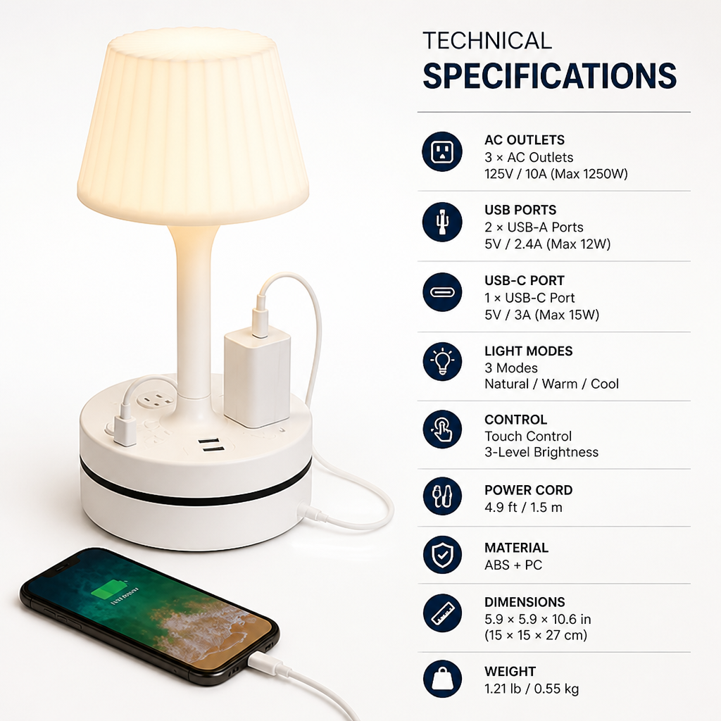 GlowDock™ — Bedside Lamp with Phone Charging