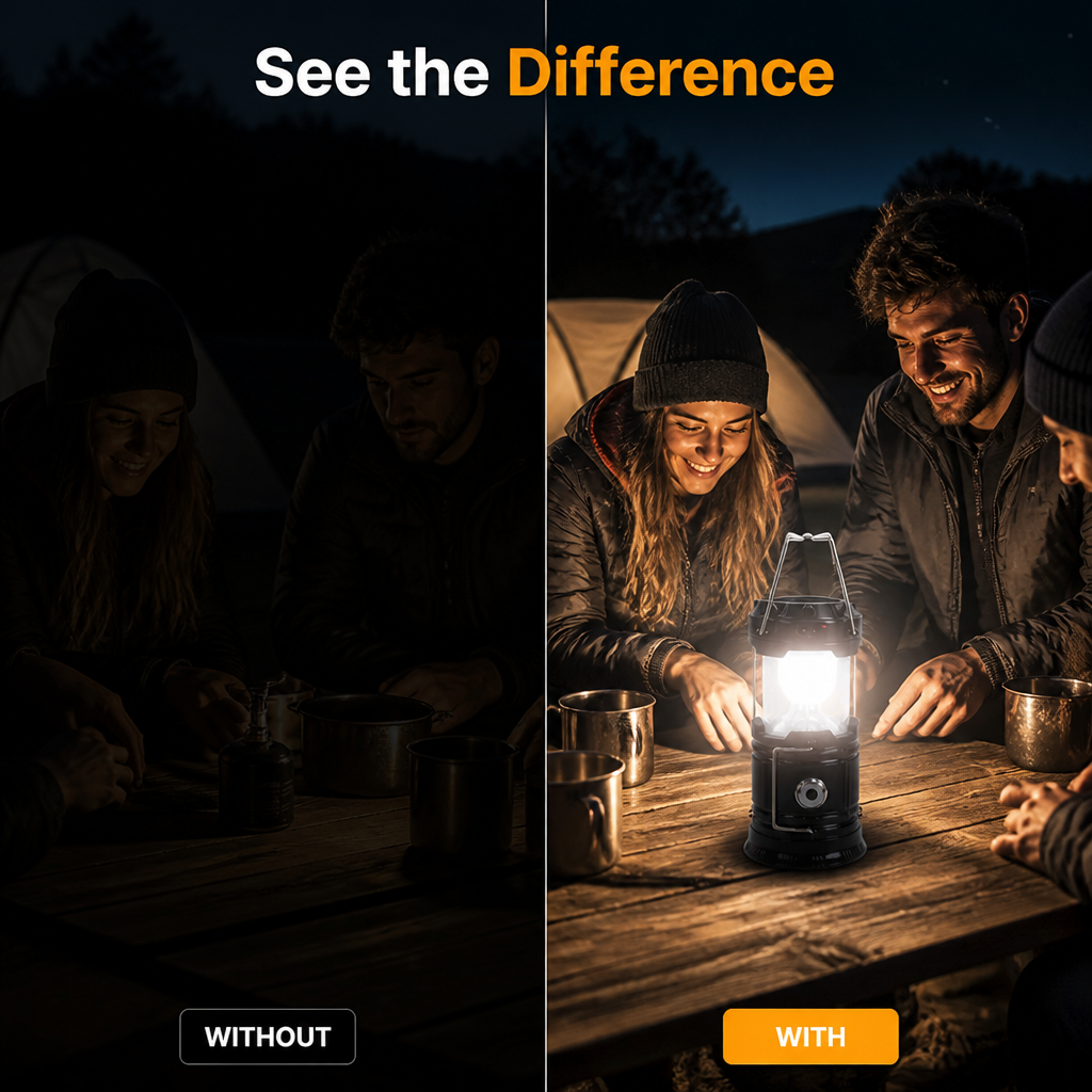 AdventureGlow™ — Compact Emergency & Camping Lantern