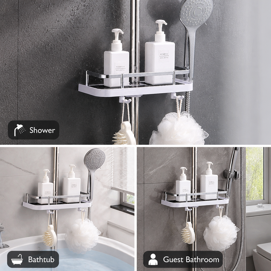AquaRack™ — Adjustable Shower Storage Shelf