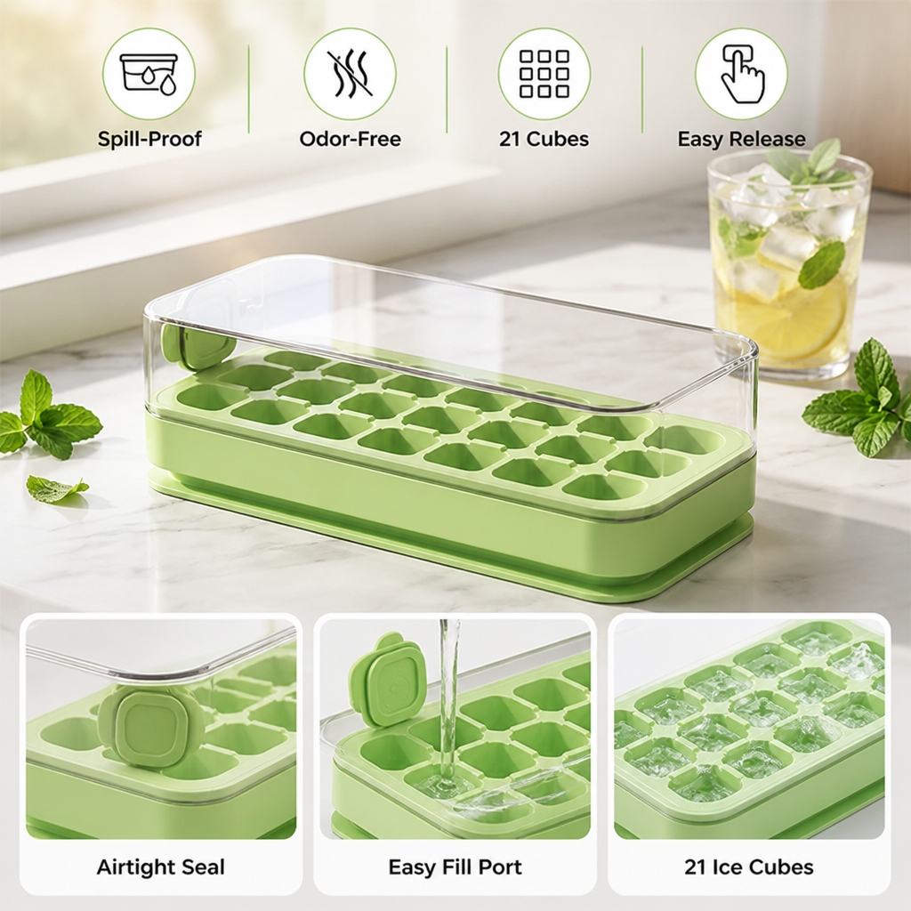 IcePop™ Press-Type Ice Cube Tray — Mess-Free Ice