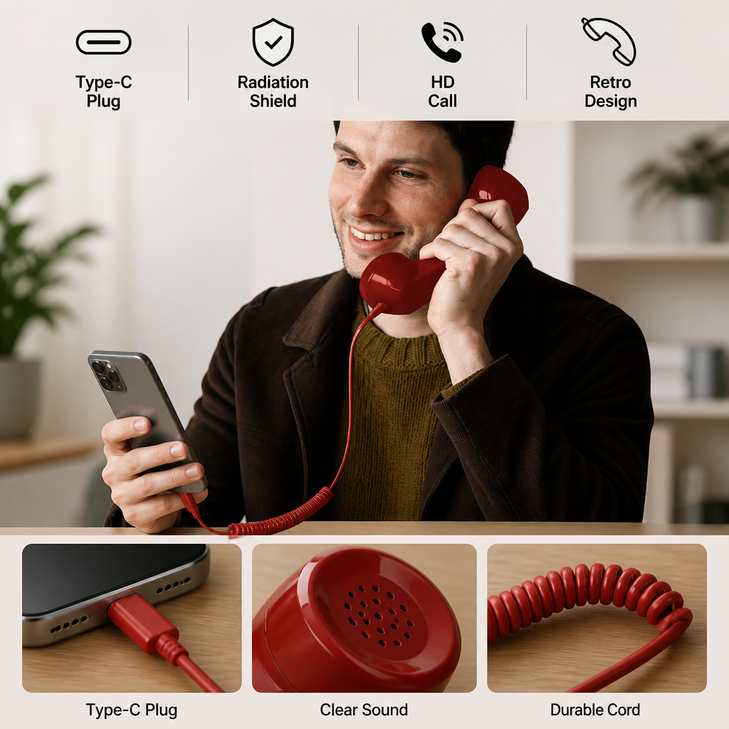RetroTalk™ Retro Phone Handset — Calls With Classic Style