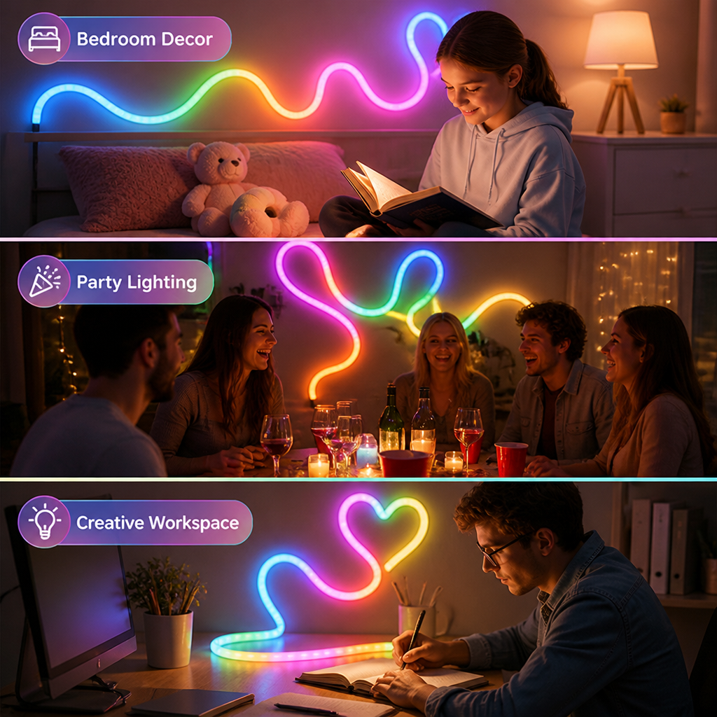 GlowStrand™ LED Neon Rope Light — Mood-Lifting Glow