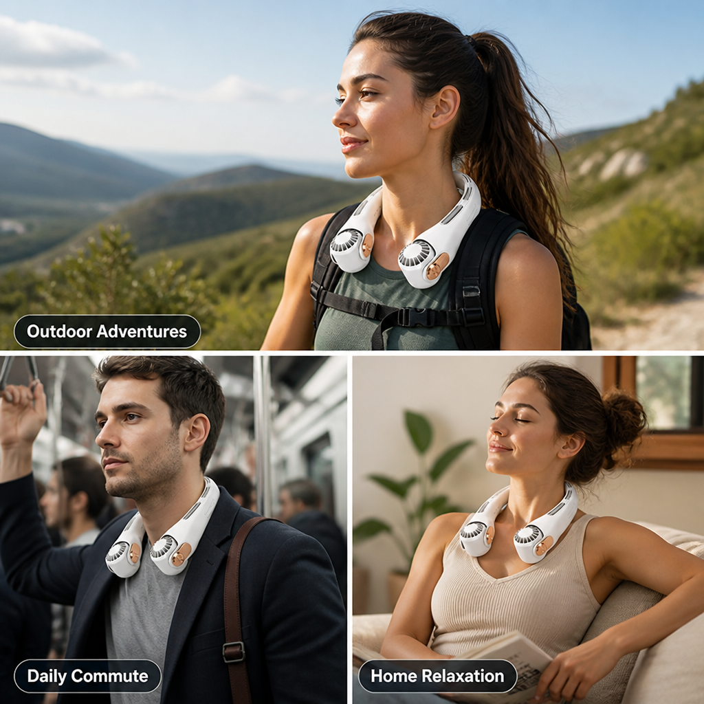CoolLoop™ 360° Rotating Neck Fan — Hands-Free Cooling